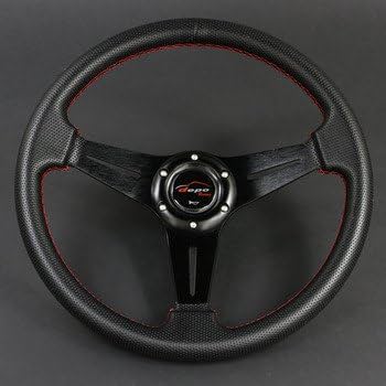 Amazon | ステアリング 35φ N パンチング仕様PVC 赤色ステッチ